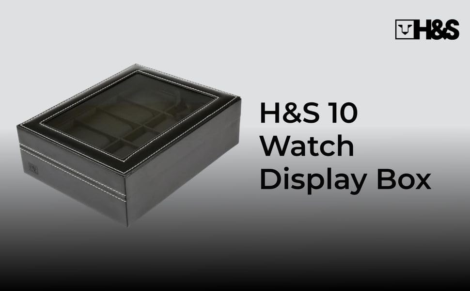 H&S Watch Storage Box 10 Θέσεων Premium Total Black - Με τζάμι - Καινούργιο