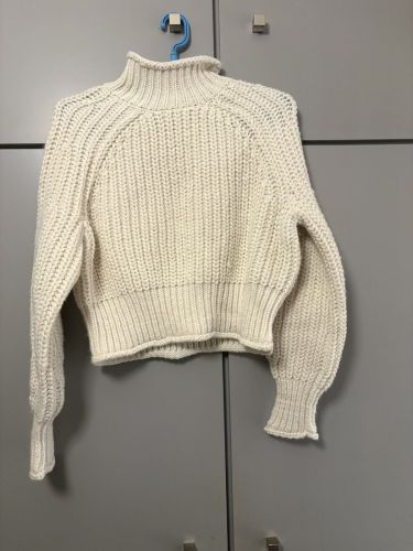 Λευκό Πλεκτό Pullover H&M με Ψηλό Γιακά S-M