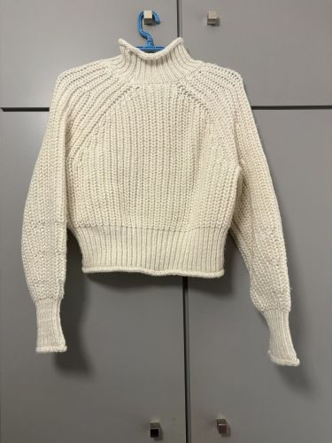 Λευκό Πλεκτό Pullover H&M με Ψηλό Γιακά S-M
