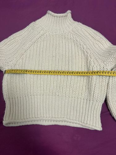 Λευκό Πλεκτό Pullover H&M με Ψηλό Γιακά S-M
