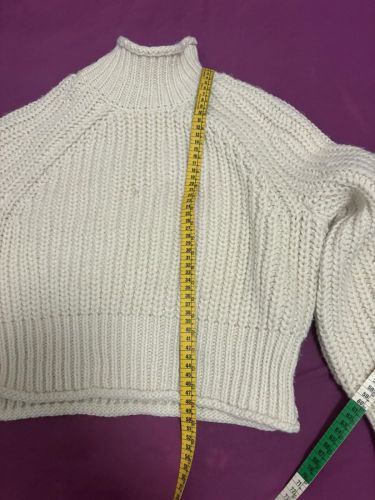 Λευκό Πλεκτό Pullover H&M με Ψηλό Γιακά S-M