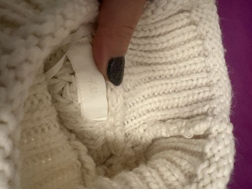 Λευκό Πλεκτό Pullover H&M με Ψηλό Γιακά S-M
