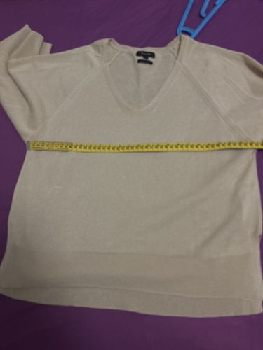 Μπεζ Λεπτό Πλεκτό Massimo Dutti με V Λαιμόκοψη (Extra Small)