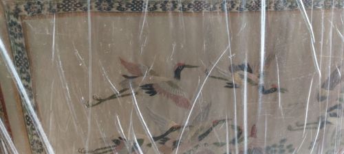 Vintage Κινεζικό Κέντημα σε Μετάξι "100 Γερανοί" (1.20 x 0.60 μ.) με Κορνίζα