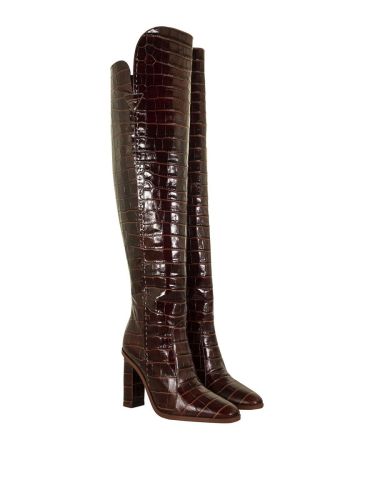 €1365✨MAX MARA 'Beboot' Knee high Croc print Leather Boots