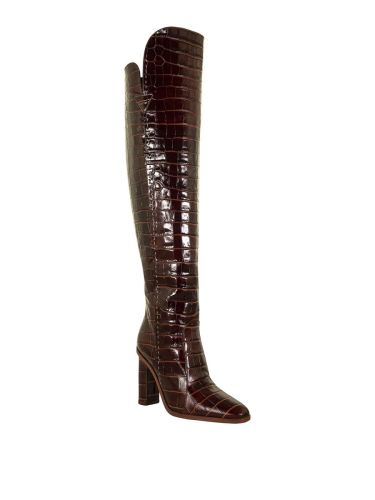 €1365✨MAX MARA 'Beboot' Knee high Croc print Leather Boots