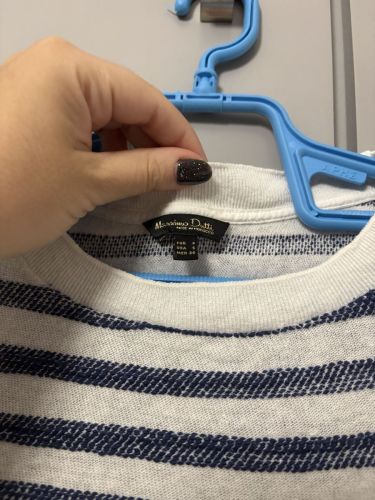 Γυναικείο πλεκτό Massimo Dutti, λευκό με μπλε ρίγες, μέγεθος S